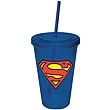 Superman Blue Plastic Cup with Straw